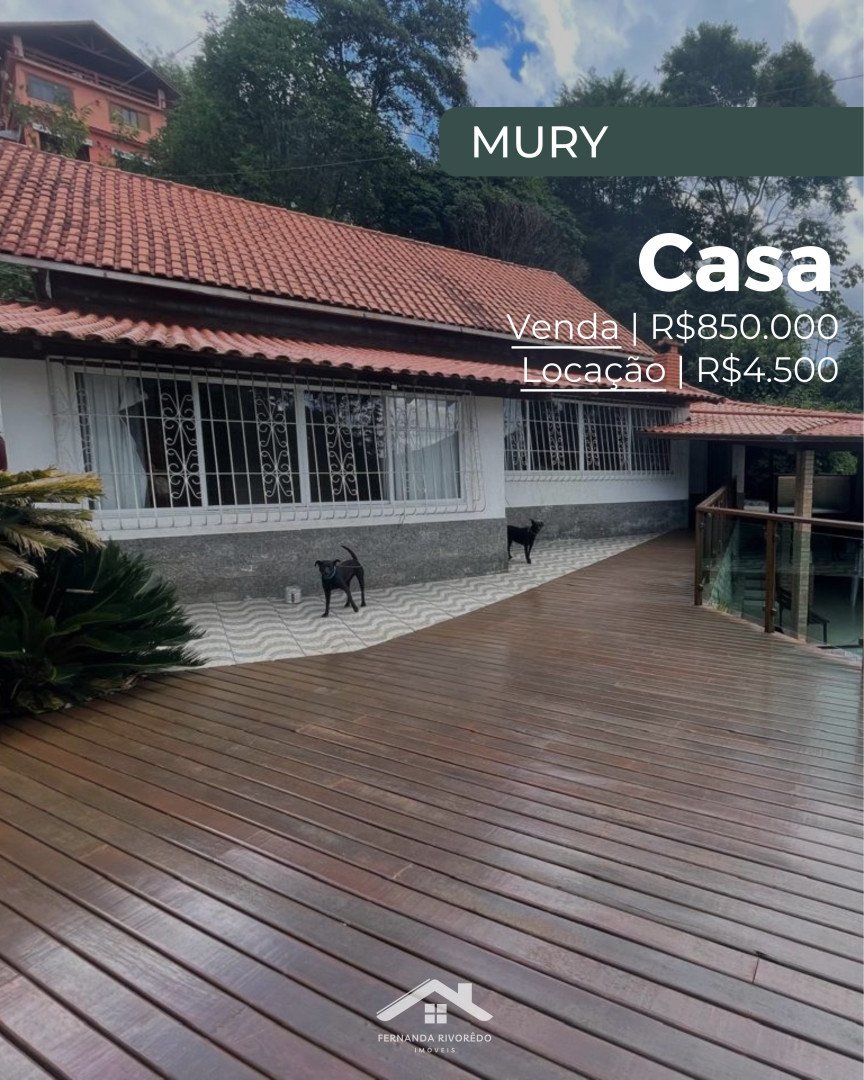 Casa para venda ou aluguel - Mury, Nova Friburgo - RJ. Valor para venda: R$ 850.000,00. Valor de aluguel: R$ 4.500,00.