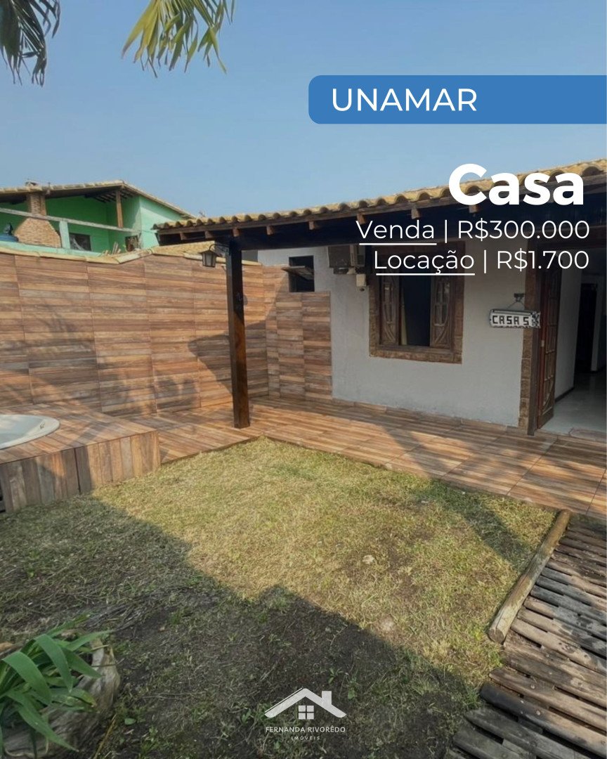 Casa em condomínio para venda ou aluguel - Unamar, Cabo Frio - RJ. Valor para venda: R$ 300.000,00. Valor de aluguel: R$ 1.700,00.